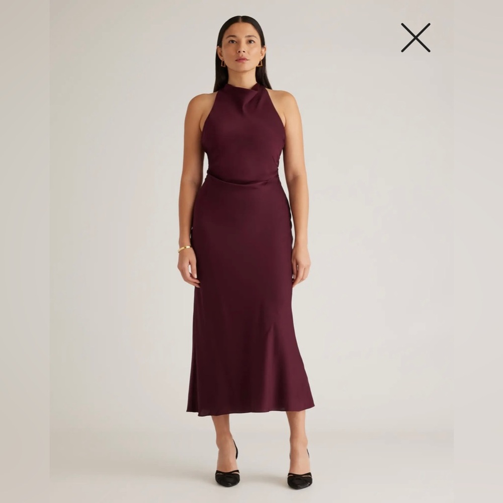 Quince Washable Stretch High Neck Midi Dress (S)